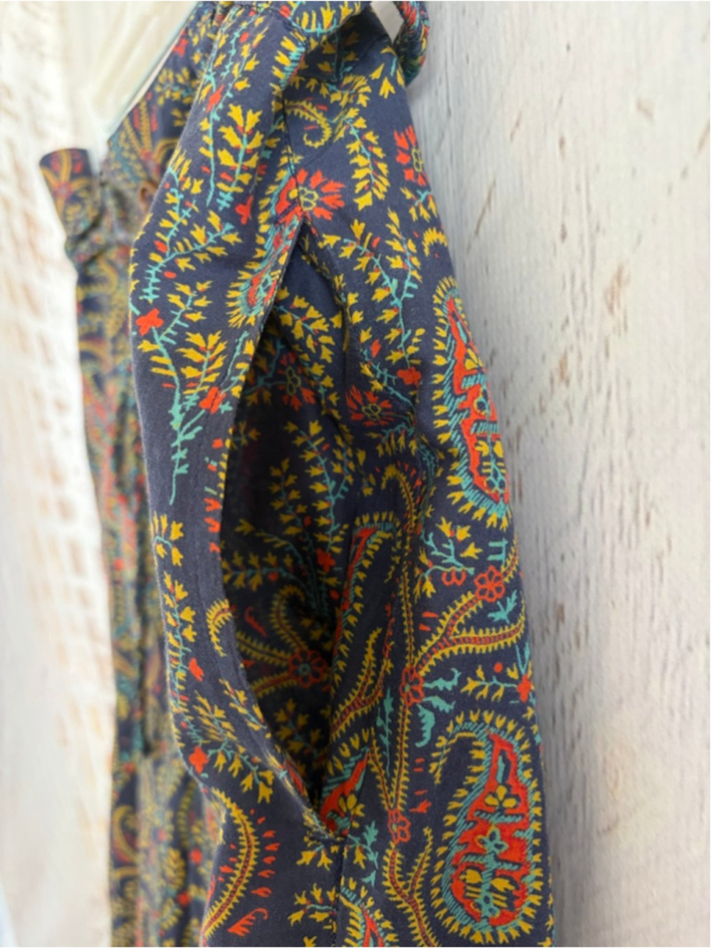 Women's Sundance Navy Red Paisley Wide Leg Pants M - Picture 6 of 11